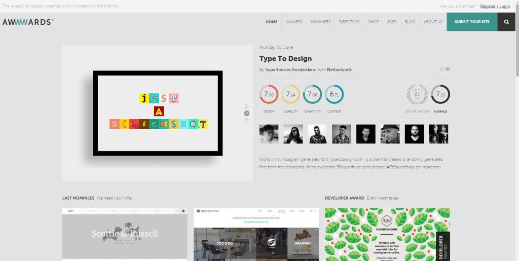 Awwwards for Single Page Website